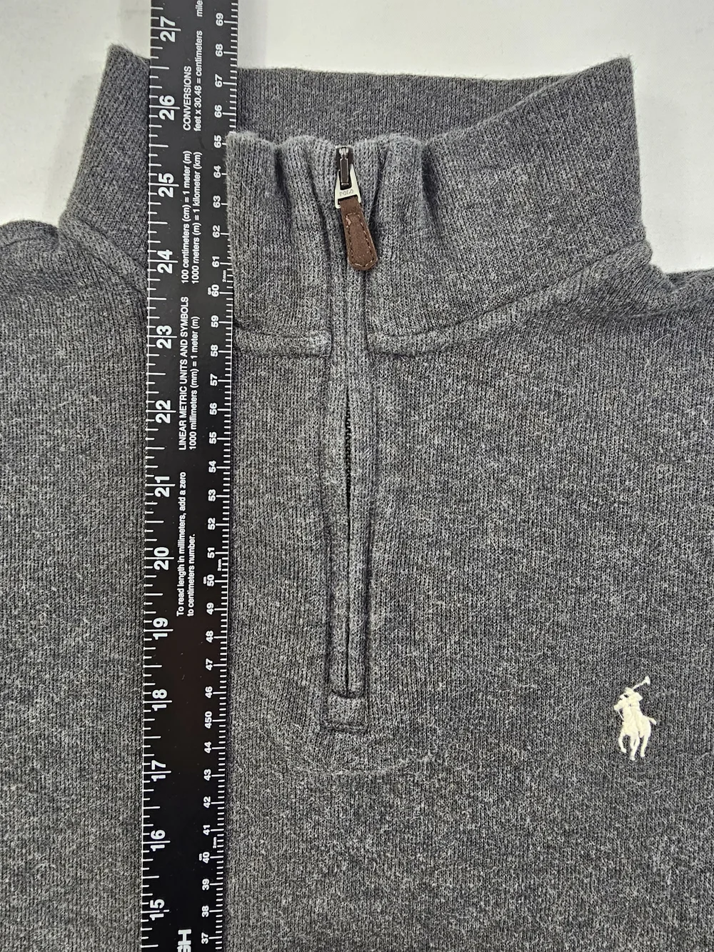 Polo Ralph Lauren‎ Estate Rib Quarter Zip  Sweater Mens S Dark Gray White Pony